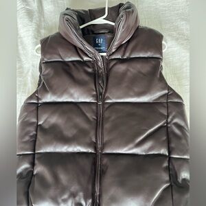 GAP Vegan Leather Cropped Puffer Vest